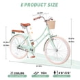 thumbnail image 4 of POVANLI 24" Girls Bike Single Speed Lady's Hybird Bicycle for Ages 7-11 Years with Basket Light Green, 4 of 10