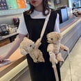 thumbnail image 4 of Bolso de una tira con diseño de oso y muñeca de dibujos animados, versión coreana, bolso de felpa con forma de corazón para niña, bolso para mujer, muñeca de máquina, bolso, 4 of 4