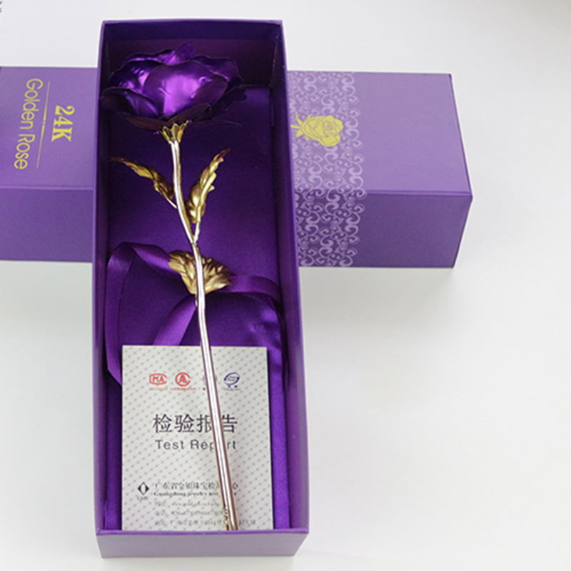 24K Gold Foil Plated Rose Romantic Valentine's Day Gift Golden Rose Flower Gifts 