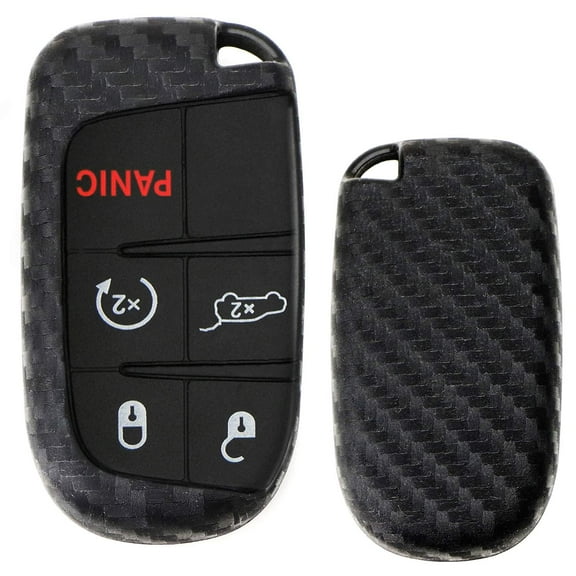 Carbon Fiber Pattern Soft Silicone Key Fob Cover Case For Charger Challenger Durango Dart, Grand Cherokee, Renegade, 200 300 Smart Key