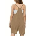 thumbnail image 5 of ZACPNCV Girls Sleeveless Jumpsuits V Neck Spaghetti Strap Romper Shorts with Pockets Casual Stretchy Short Overalls for Kids Beige 11-12 Years, 5 of 9
