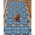 thumbnail image 2 of Blue Flower Stair Treads Non Slip for Steps Boho Vintage Floral Leaf Branch Summer Plant 15 Pcs Reusable Adhesive Stair Runner Mats for Dogs Elders Carpet Treads Rugs for Staircase 8x30 In, 2 of 7