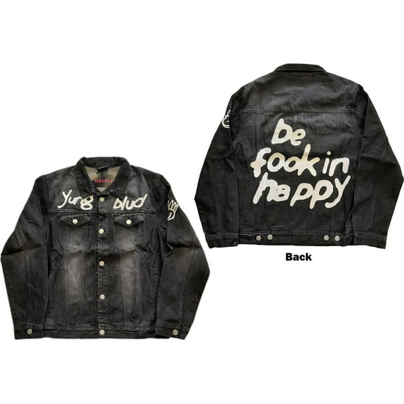 Yungblud Unisex Denim Jacket Be Fooking Happy (Back & Sleeve Print) (Small)