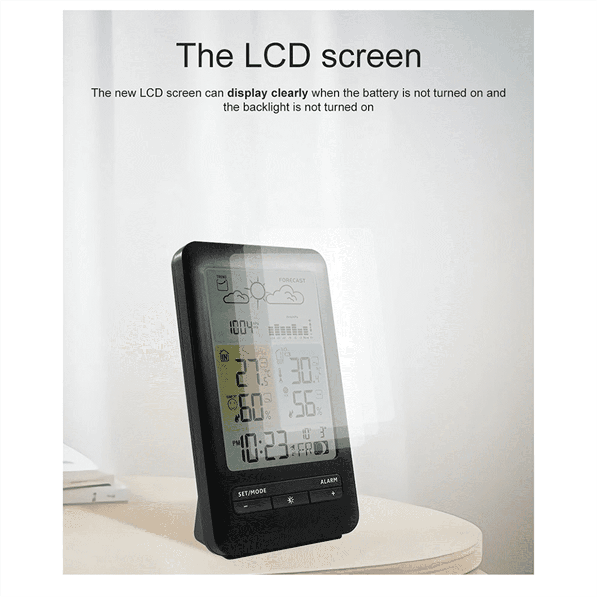 Wireless Digital Display Weather Station Thermometer, Temperature and Humidity Alarm Clock, Weather Forecast Sensor