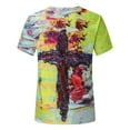 thumbnail image 4 of Pounoo 2024 New Mens T-Shirts Loose Men's Street Fashion Casual Cross Print Short Sleeve Comfortable Round Neck Yellow Top Summer Father Day Gift, 4 of 8