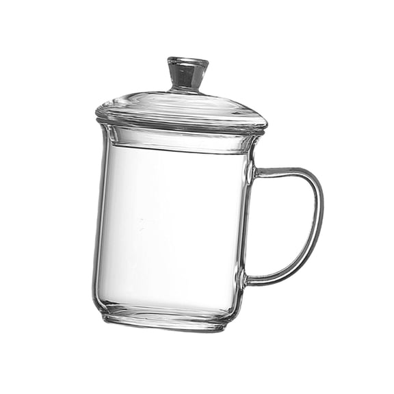 Esquirla Coffee Mug Glass Coffee Mug with Lid Clear Coffee Cups Drinking Glassware Tea Mug with Handle Heat Resistant Suitable for Home Office Gi 500ml