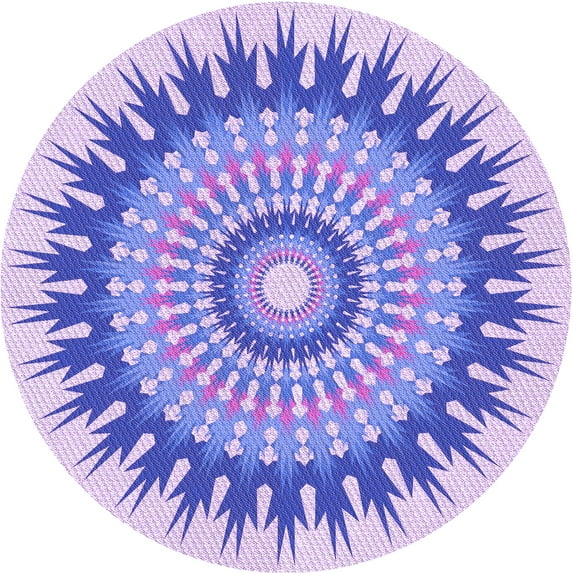 Ahgly Company Indoor Round Patterned Pale Lilac Purple Area Rugs, 3' Round