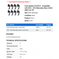 thumbnail image 2 of Front Ignition Coil Kit 8 - Compatible with 2012 - 2014 Mercedes-Benz CLS63 AMG 5.5L V8 - Autopart Premium, 2 of 2