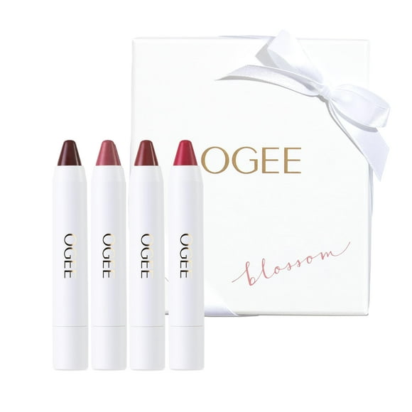 Ogee Tinted Sculpted Lip Oil - Blossom 4 Piece Gift Set - Made with 100% Organic Coconut Oil, Jojoba Oil, and Vitamin E - Best as Lip Balm, Lip Color or Lip Treatment