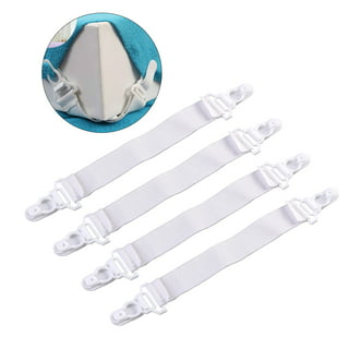 4Pcs Adjustable Bed Sheet Fasteners Suspenders, Elastic Sheet Band Straps  Clips, Cover Grippers Suspenders Holder for Mattress Pad Cover, Sofa  Cushion (White) 