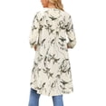 thumbnail image 3 of INSPIRE CHIC Women's High Low Tops 3/4 Sleeve V Neck Floral Asymmetrical Loose Button Down Shirt Dressy Casual Blouse L Apricot, 3 of 5
