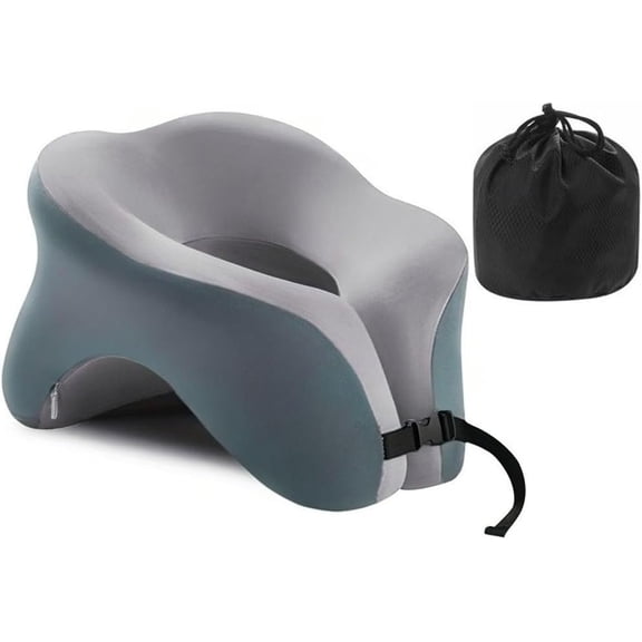 Memory Foam Travel Pillow for Airplanes and Car Trips, Neck Support Pillow for Long Flights