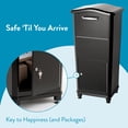 thumbnail image 3 of Architectural Mailboxes Elephantrunk® Package Delivery Box for Outside, Extra Large Lockable with Hopper Door, Heavy Duty Aluminum, Anti-Theft Baffle Porch Pirate Protection, Black, 3 of 9