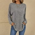 thumbnail image 3 of KBZDBZC T Shirts for Women Women's Autumn and Winter Round Neck Long Sleeved Stripe Loose Casual T Shirt Summer Tops (Gray,XXL), 3 of 5