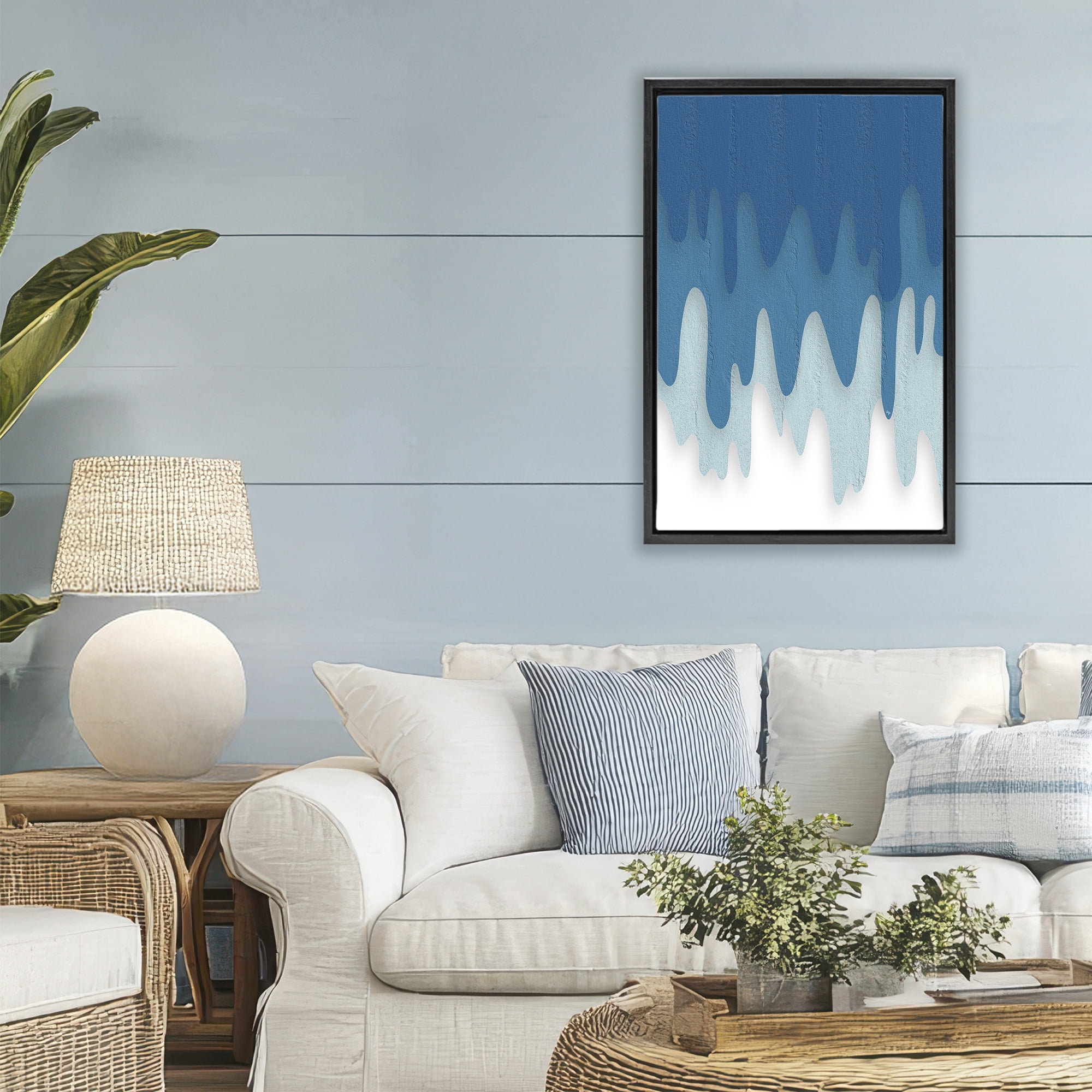 Stupell Industries Water Wave Fluid Contour Black Framed Floater Canvas Wall Art, design by Martina Pavlova