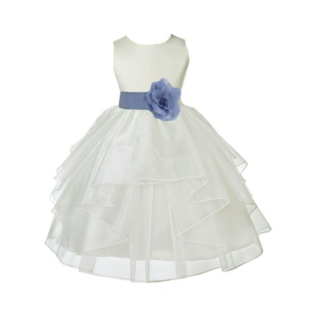 

Ekidsbridal Ivory Bluebird Shimmering Organza Christmas Party Bridesmaid Recital Easter Holiday Wedding Pageant Communion Princess Birthday Clothing Baptism 4613T size 6-9 month Flower Girl Dress