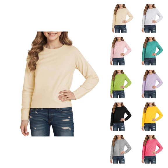 Undershirts for Boys Girls Long Sleeve Crewneck Casual Plain Kids Spring Tops Basic Shirt 1-7 Years