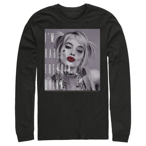 Men's Birds of Prey I'm Harley Freakin' Quinn  Long Sleeve Shirt Black X Large