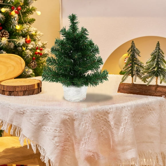 Vaidha Mini Artificial Christmas Tree for Tabletop Decor | 13.7-Inch Green Plastic Desktop Xmas Tree with Stand | Indoor Holiday Party & Home Decoration | Includes 1 Tree