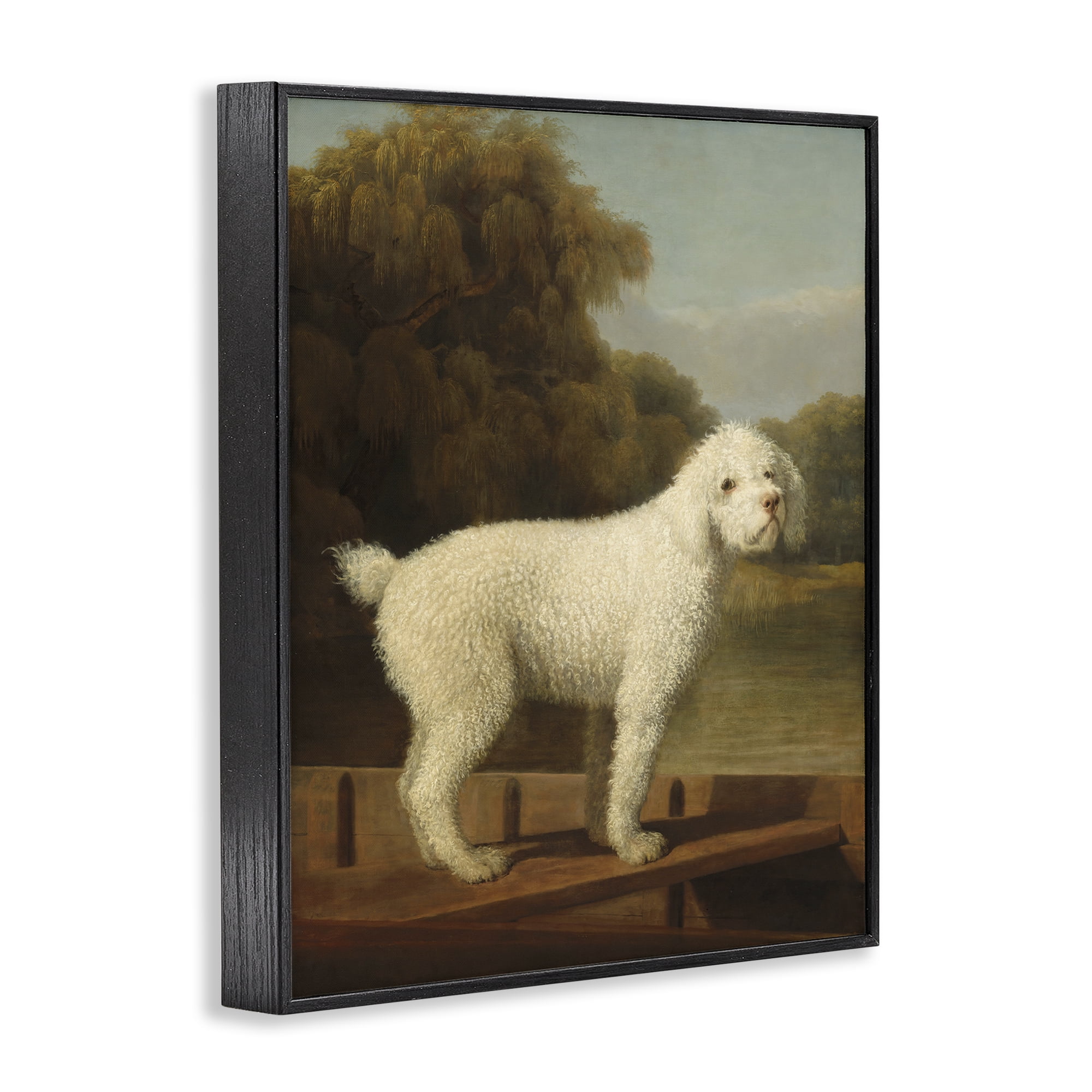 Stupell Industries White Poodle in a Punt Black Framed Giclee Art, design by Tina LeCour