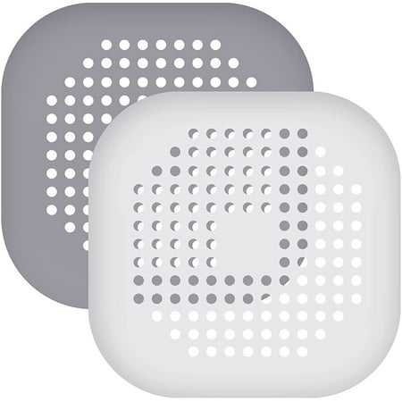 

P2 Ieces Silicone Sink Filter Shower Drain Filter Hair Catcher Silicone Drain Protectors With Suction Cup For Kitchen Sink Bathroom Gray And White