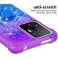 thumbnail image 4 of Case for Xiaomi 11T with Magnetic Ring Kickstand, Gradient Quicksand Glitter Flowing Liquid Floating Women Girls Cute Phone Case Clear TPU Cover for Xiaomi 11T Pro JB Purple Navy, 4 of 7