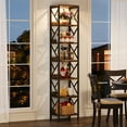 thumbnail image 2 of Condemo 78.7 Inch Extra Tall Narrow Bookshelf with LED Light, 7 Tier Skinny Bookcase for Small Space, Freestanding Display Corner Shelf, Modern Industrial Storage Organizer for Home Office, Brown, 2 of 7
