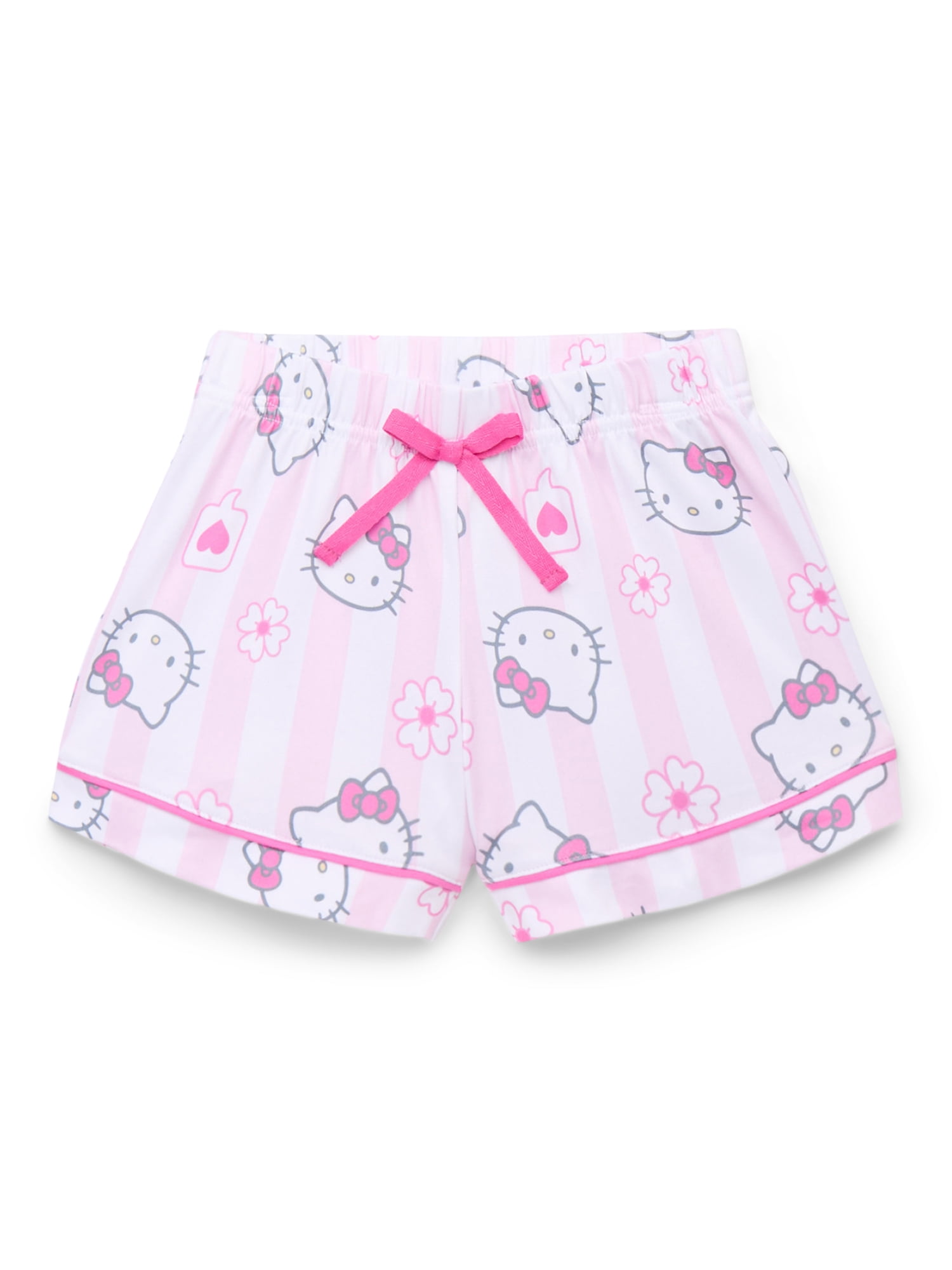 Hello Kitty Girls Button Front Top and Shorts Pajama Set, 2-Piece, Sizes 4-12