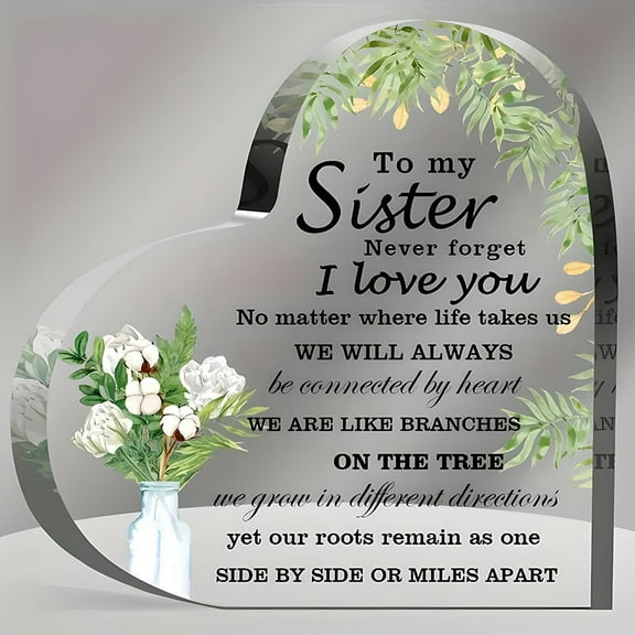 Sisters Gifts from Sister, Acrylic Heart Keepsake, Birthday Gifts for Sisters from Sisters, Meaningful Gifts for Sisters- Keepsake Paperweight Decorative Accessories