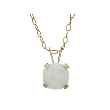 Pink Peruvian Opal Pendant - 1 Carat. T.G.W. Opal 10kt Yellow Gold 6mm x 6mm Cushion-Cut Pendant, 18