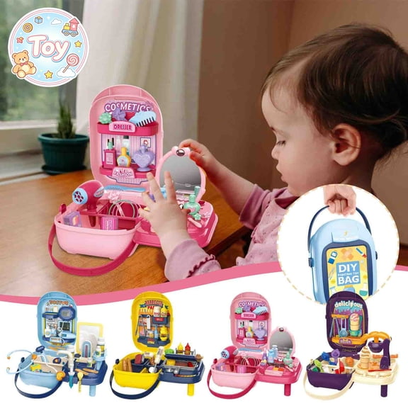 Girls Beauty Salon Pretend Play Toys, Simulation Hair Dryer Mirror Jewelry Dress Up Kit, Gift Box Pack, Christmas Birthday Gifts, Toys for Toddler Baby Kids Girls, Age 3  Fashion Role Play Set
