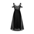 thumbnail image 4 of DondPO Plus Size Dresses for Curvy Women Maxi Dress Women Plus Size Cold Shoulder Floral Lace Maxi Party Evening Camis Long Dress Sundresses for Women Summer Dresses Black Dress 6XL, 4 of 7