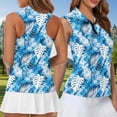thumbnail image 4 of Jeiento Blue Tropical Leaf Matching Golf Shirts for Couples Moisture Wicking Quick Dry Men Short Sleeve Shirt Women Sleeveless Zip Golf Tank Top Summer Couple Golf Apparel, 4 of 7