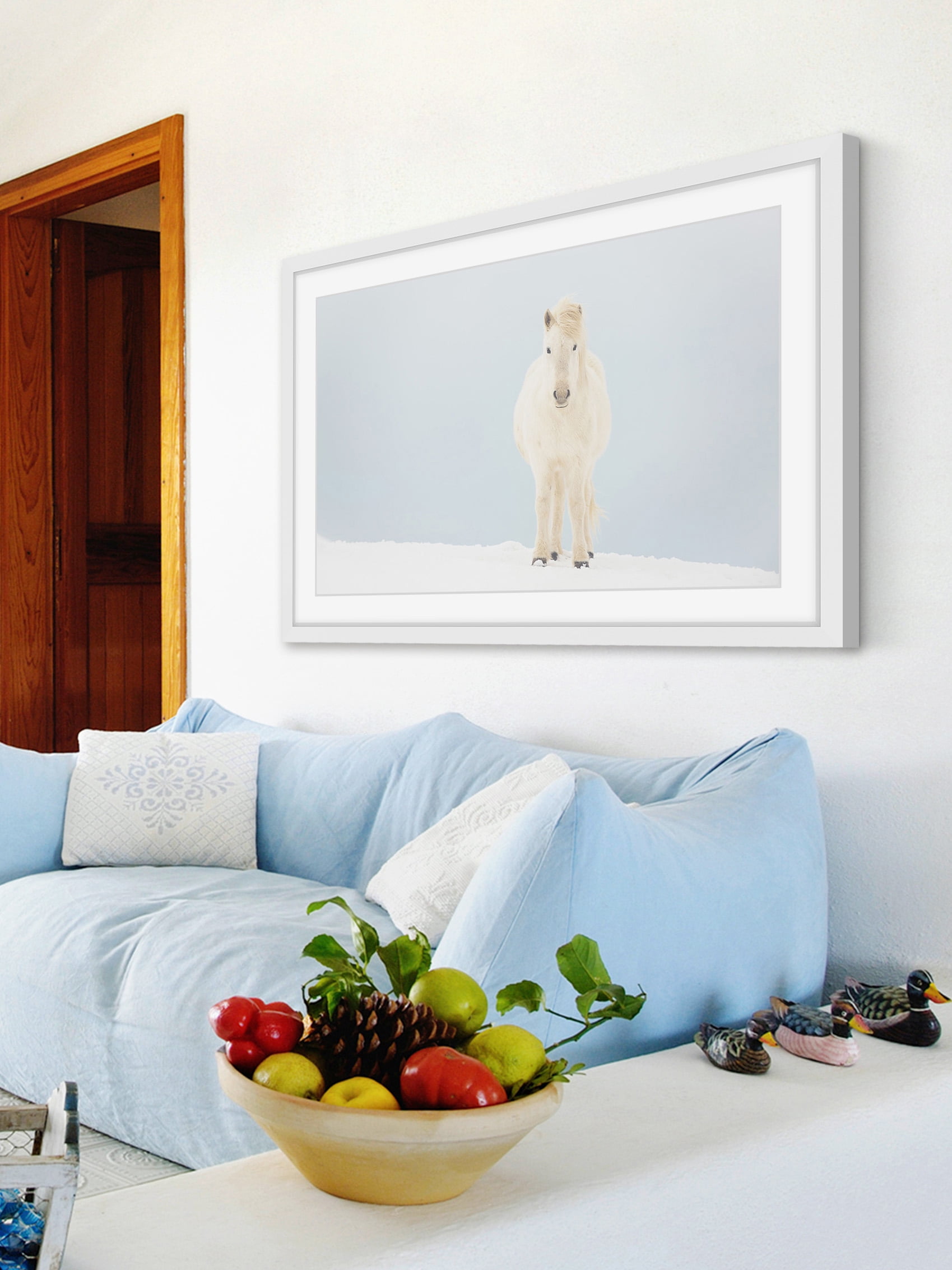 "White Horse Comes" Framed Painting Print