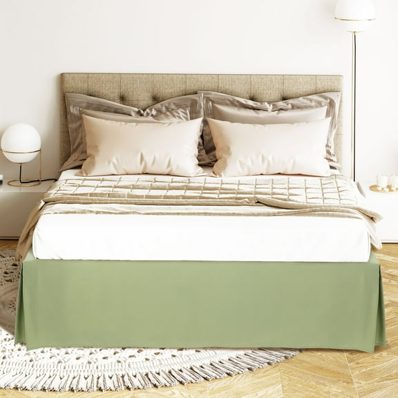 PiccoCasa Bed Skirt Double Brushed Microfiber with Dust Ruffle, Full Olive Green