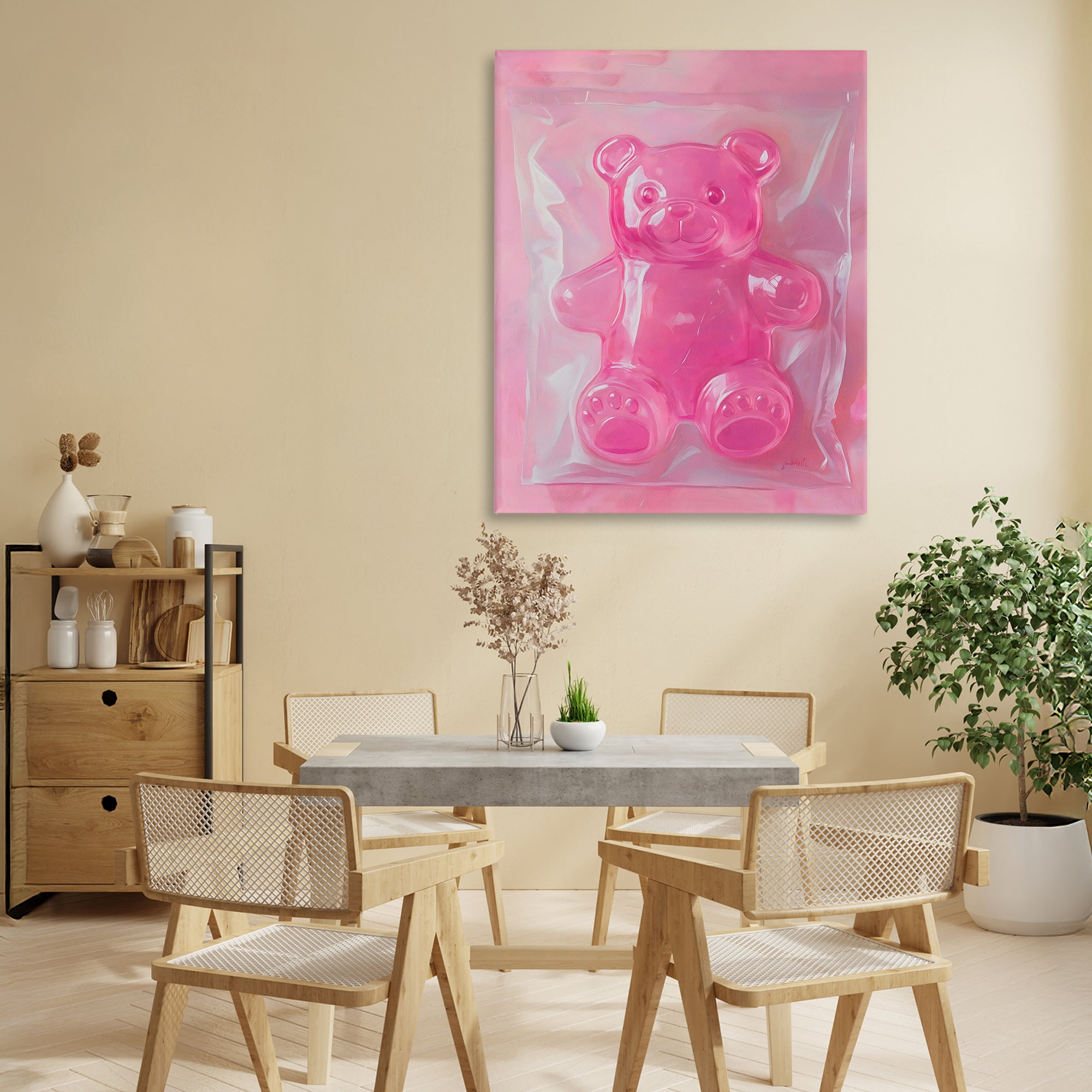 Stupell Industries Pink Gummy Candy Bear Canvas Wall Art, design by The Prints Vibe
