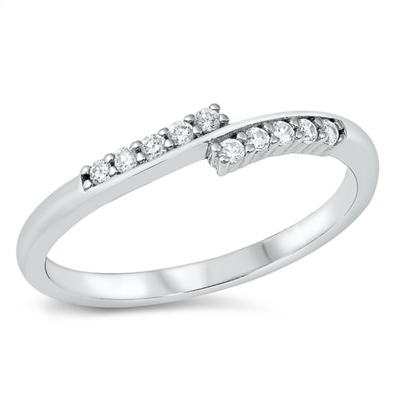 All in Stock Clear Cubic Zirconia Twin design stackable Ring 925 Sterling Silver Size 8