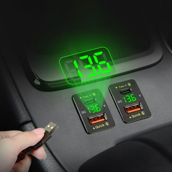 Dual USB Port Charger with Voltmeter for Toyota Recessed Car Socket