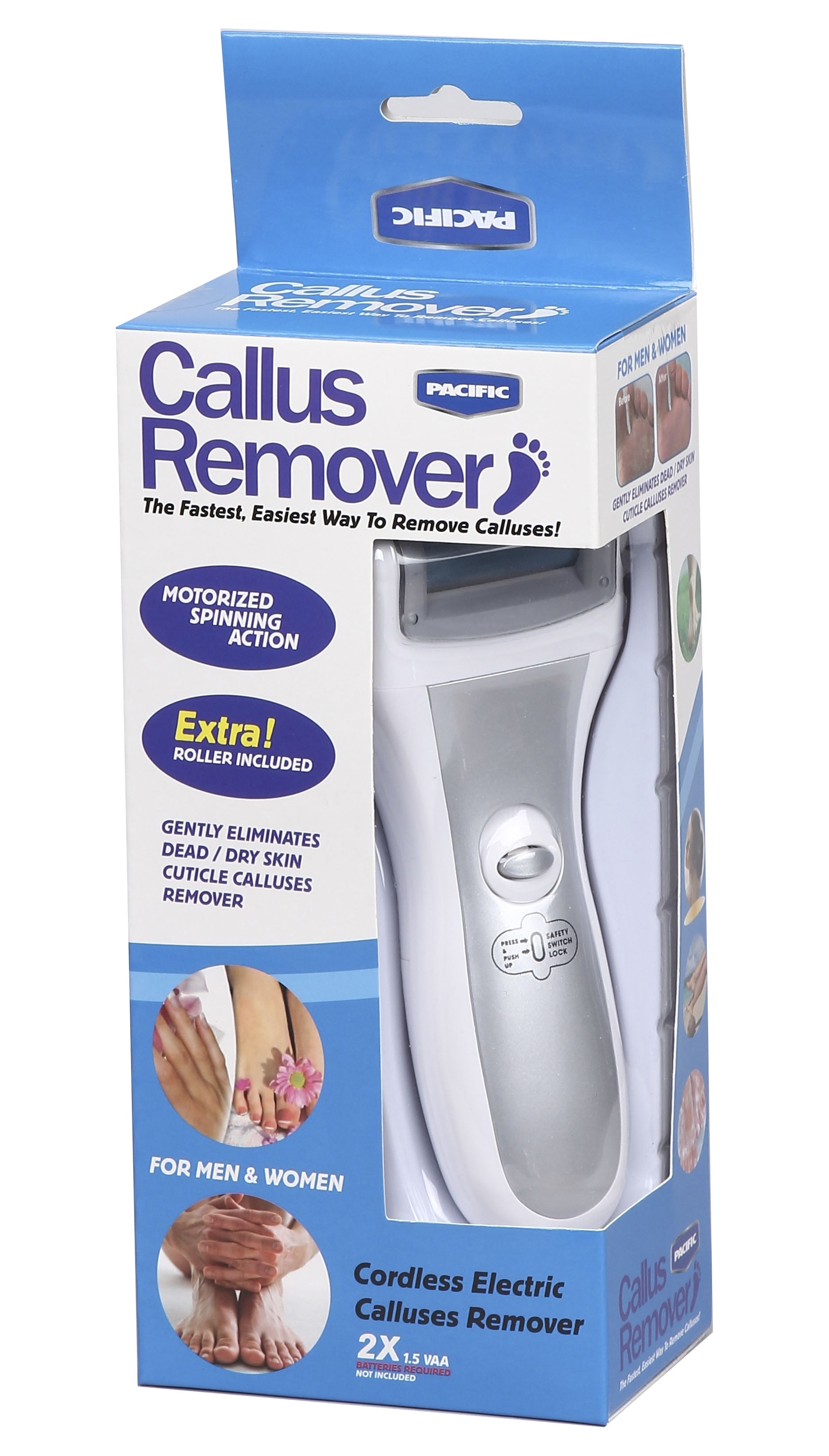 Pacific Cordless Electric Callus Remover Includes 4 Rollers & 2
