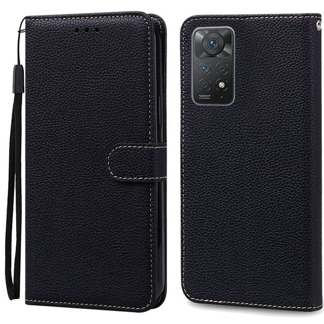Note 11 Case For Xiaomi Redmi Note 11 11S Case Leather Wallet Flip Case For Redmi Note 11 Pro Phone Cases Note 11S Cover Fundas Black Note 11