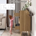 thumbnail image 5 of Dresser for Bedroom, Wood Color Farmhouse Rattan Dressers, 3 Drawers Dressers Chest for Bedroom Hallway Living Room, 5 of 11