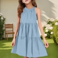 thumbnail image 2 of Tranfacy Robe d'Été pour Jeunes Filles, Robe Bohème pour Filles, Robe Mode pour Filles à Col Rond Sans Manches à Empiècements, Robe d'Été Décontractée Ludique et Confortable, 2 of 4