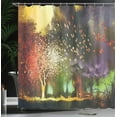 thumbnail image 4 of Ambesonne Fantasy Shower Curtain, Mysterious Trees Birds, 69"Wx70"L, Yellow Purple, 4 of 5