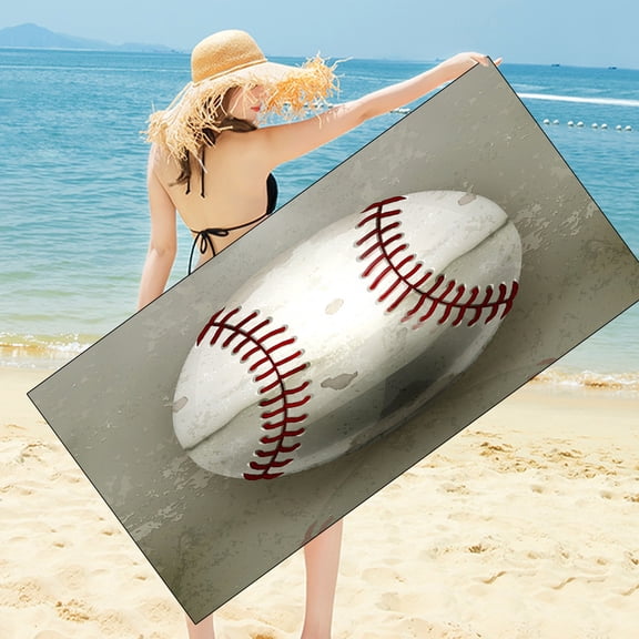 SDJMa Baseball Microfiber Beach Towel Oversize, Large 60"x30", Quick Drying, Cool Pool Towel, Lounge Cover (Baseball)