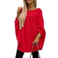 thumbnail image 1 of Suéter Elegante de Punto Tipo Capa para Mujer, Cuello Redondo, Larga, Holgado, Suéter de Punto Tipo Chal A . Rojo S, 1 of 7
