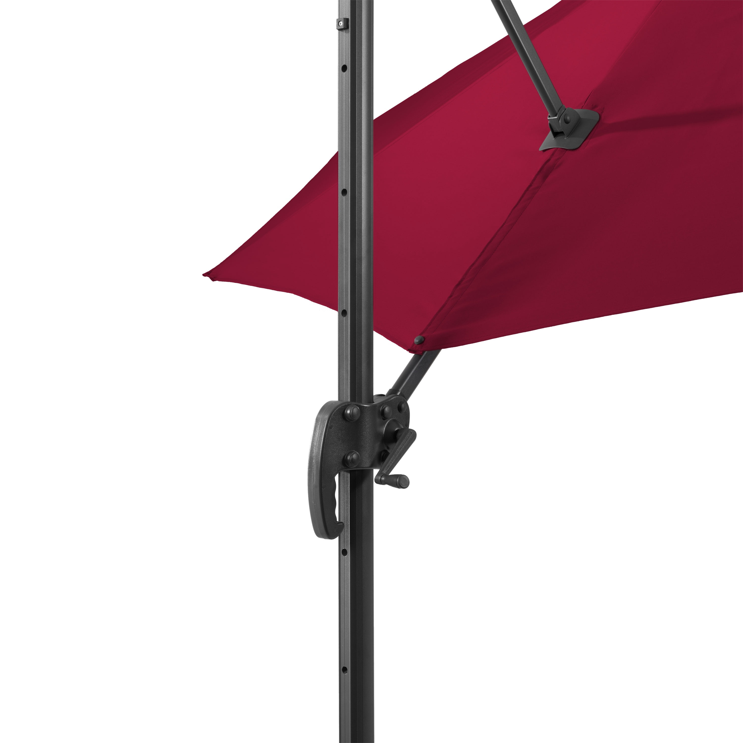 CorLiving 9.5ft Offset Tilting and Rotating Outdoor Umbrella with Aluminum and Steel Frame and Durable Canopy, Wine Red