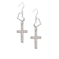 thumbnail image 2 of Delight Jewelry Stainless Steel Psalm 46:10 - Be Still and Know Engraved Cross - Open Heart French Earrings, 2 of 4