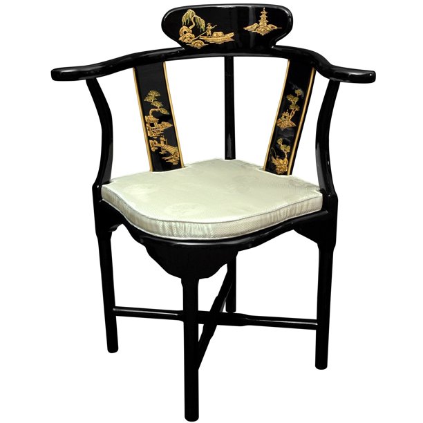 Oriental Furniture Corner Chair, 34"H, living area