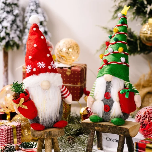 Zyler - 2Pcs Christmas Gnome Plush Holiday Faceless Gnome Tomte Ornament Decor Gifts