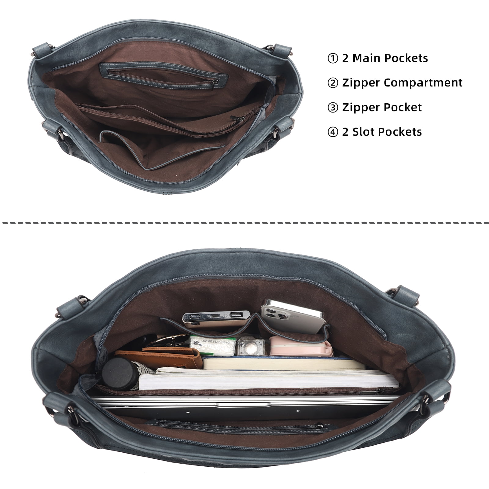 KL928 Large Hobo Purse Handbag for Women Leather Crossbody Tote Travel Bag